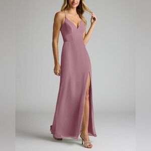 AZAZIE BECCA Dress Women’s Size A4 Dusty Rose Sheath V-Neck Chiffon Dress